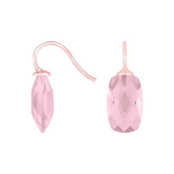 Rosa Silberohrring mit Quarzglas facettiert color11, von Heinzendorff