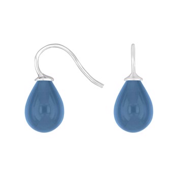 Ohrhaken mit blauem böhmischen Quarzglas, rhodiniertes Silber - Heinzendorff