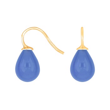 Ohrhaken mit blauem böhmischen Quarzglas, Silber vergoldet - Heinzendorff