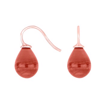 Ohrhaken mit rotem böhmischem Quarzglas, Silber rosévergoldet - Heinzendorff