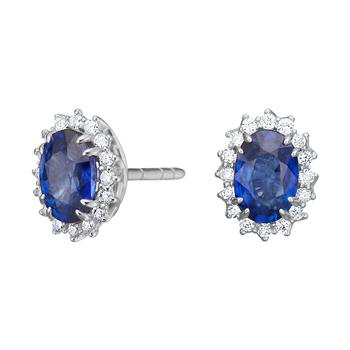 14kt. hvidguldsørestikker roset  m/safir og dia 0.128ct W/SI, von Siersbøl