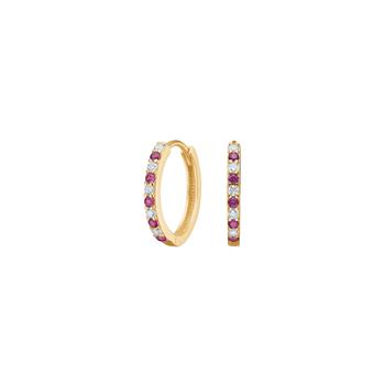 14kt. guldcreoler m/synt. rubin og cz, von Siersbøl