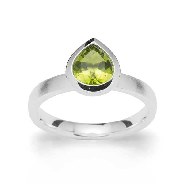 925,- ring, rho. mat/blank, peridot 1,43ct, von Bastian Inverun