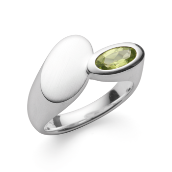 925/- Ring mat/blank, peridot 0,62ct, von Bastian Inverun