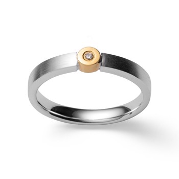 925/- Ring, teilweise fg. matt, brillant 0,02ct W-SI, von Bastian Inverun