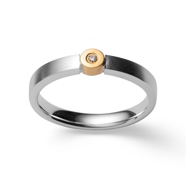 925/- Ring, teilweise fg. matt, brillant 0,02ct W-SI, von Bastian Inverun