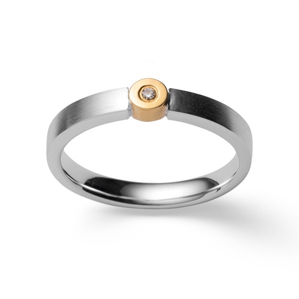 925/- Ring, delvis fg, mat rho., BR 0,02ct W-SI, von Bastian Inverun