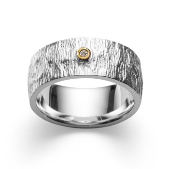 925/- Ring, delvis fg satinfinish,  0,02ct W-SI, von Bastian Inverun