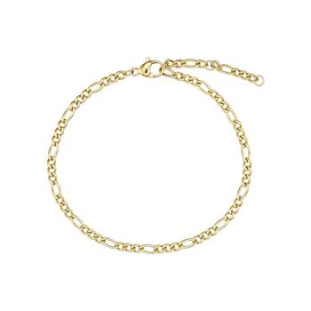 Figaro-Knöchelkette mit 14K-Vergoldung, abwechselnd kurze und lange Glieder, elegantes Design.