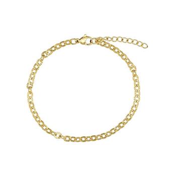 Goldfarbene Fußkette mit glatten Gliedern und verstellbarem Verschluss.