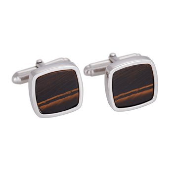 SON Rhd. Sølv manchetknapper m/ yellow tiger eye, von Son of Noa