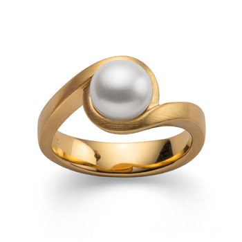 925/- Ring, mat fg, hvid kulturperle 3.52ct, von Bastian Inverun