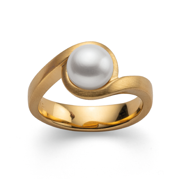 925/- Ring, mat fg, hvid kulturperle 3.52ct, von Bastian Inverun