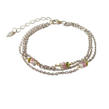 Armbånd & halskæde - Rhodineret med Turmalin 50+3cm, von San - Links of Joy