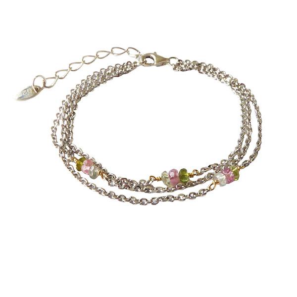 Armbånd & halskæde - Rhodineret med Turmalin 45+3cm, von San - Links of Joy