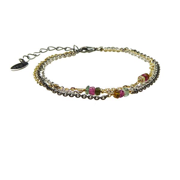 Armbånd & halskæde - 3 farvet med Turmalin 50+3cm, von San - Links of Joy