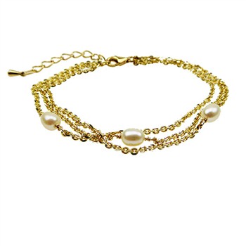 Armbånd & halskæde - 3 rk.Forgyldt & Ferskvandsperler 50cm, von San - Links of Joy