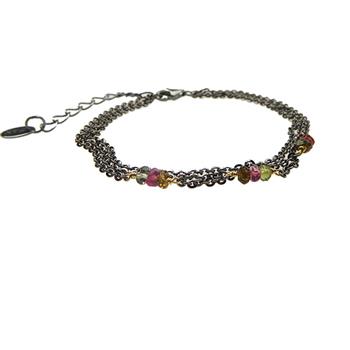 Armbånd & halskæde - Sort rhodineret med Turmalin 50+3cm, von San - Links of Joy