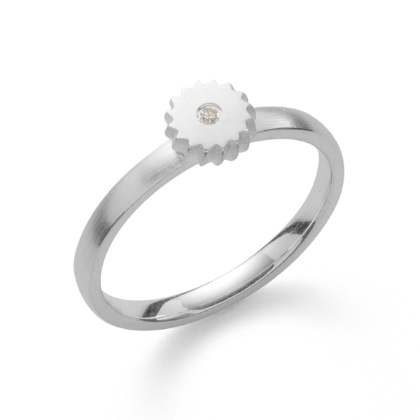 925/- Ring mat, brillant 0,02ct W-SI, von Bastian Inverun