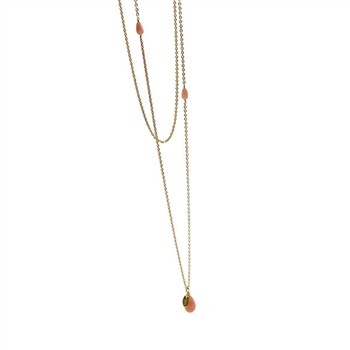 Halskæde - Forgyldt/Pink opal 90cm, von San - Links of Joy