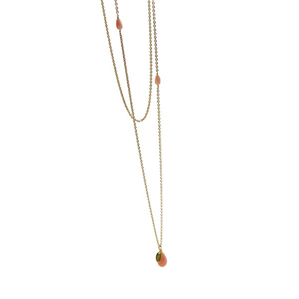 Halskæde - Forgyldt/Pink opal 80cm, von San - Links of Joy