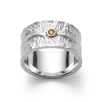 925/- Ring, delvis fg satinfinish, 0,03ct W-SI, von Bastian Inverun