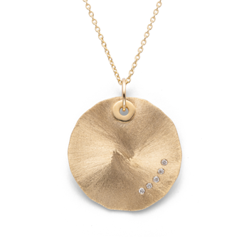 750/- Anhänger matt/gebürstet, Durchmesser 0,05ct W-SI, von Bastian Inverun