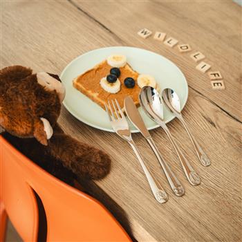 Børnebestik, 4-delt, Wildlife, rustfrit stål, von Noa Kids