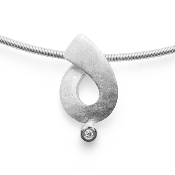 925/- Vedhæng, rho. børstet, brillant 0,02ct W-SI, von Bastian Inverun