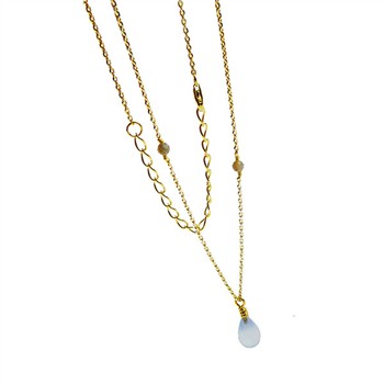 Halskæde med Chalcedon & Rå Diamanter 42+8cm, von San - Links of Joy