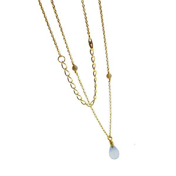 Halskæde med Chalcedon & Rå Diamanter Øreringe, von San - Links of Joy