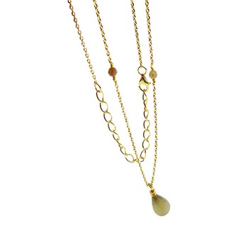 Halskæde med Månesten & Rå Diamanter 42+8cm, von San - Links of Joy