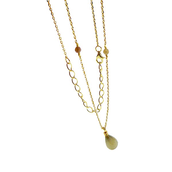Halskæde med Månesten & Rå Diamanter 42+8cm, von San - Links of Joy