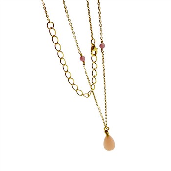 Halskæde med Pink opal 42+8cm, von San - Links of Joy
