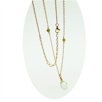 Halskæde med Prasiolit/Grøn Ametyst & Rå Diamanter 42+8cm, von San - Links of Joy