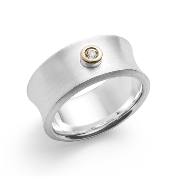 925/- Ring, fg 14K mat, hvid topas 0,08ct, von Bastian Inverun