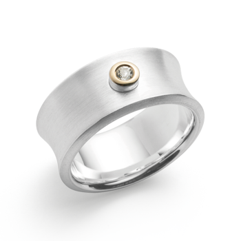 925/- Ring, fg 14K mat, hvid topas 0,08ct, von Bastian Inverun