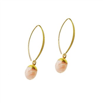 Øreringe - Forgyldt med Pink opal Forgyldt pr.par, von San - Links of Joy