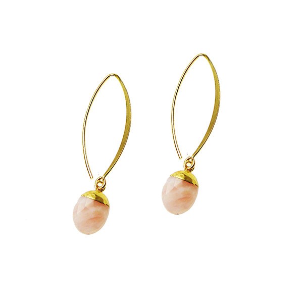 Øreringe - Forgyldt med Pink opal Forgyldt pr.par, von San - Links of Joy
