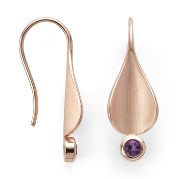 925/- Ohrring, rosa fg matt/glänzend, Amethyst 0,19ct, von Bastian Inverun