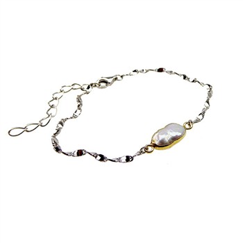 Armbånd -Forgyldt/Rhodineret med Barok Ferskvandsperle 16+4cm, von San - Links of Joy
