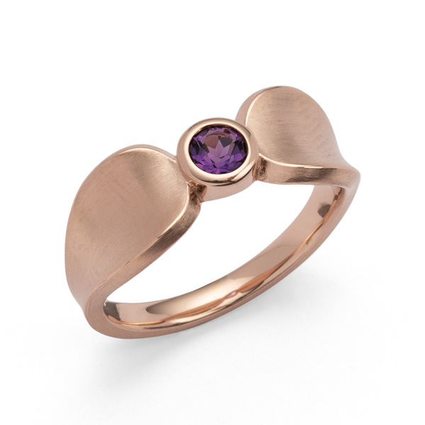 925/- Ring, rosa fg mat/blank, ametyst 0,24ct, von Bastian Inverun