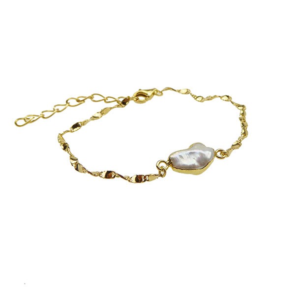 Armbånd -Forgyldt med Barok Ferskvandsperle 16+4cm, von San - Links of Joy