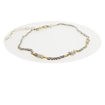Bracelet & Necklace - Rhodium/Goldplated w. grey Raw Diamonds 42+8cm, von San - Links of Joy