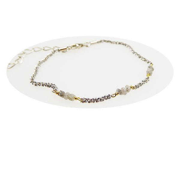 Bracelet & Necklace - Rhodium/Goldplated w. grey Raw Diamonds 42+8cm, von San - Links of Joy