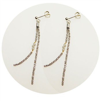 Earrings - Rhodium/Goldplated w. grey Raw Diamonds Rhodineret pr.par, von San - Links of Joy