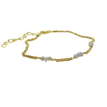 Bracelet & Necklace - Goldplated w. grey Raw Diamonds 42+8cm, von San - Links of Joy