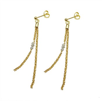 Earrings - Goldplated w.grey Raw Diamonds Forgyldt pr.par, von San - Links of Joy