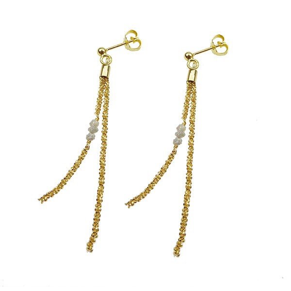 Earrings - Goldplated w.grey Raw Diamonds Forgyldt pr.par, von San - Links of Joy