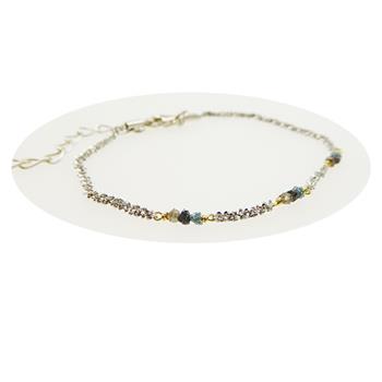 Bracelet & Necklace - Rhodium/Goldplated w. Raw Diamonds-multi colour 42+8cm, von San - Links of Joy